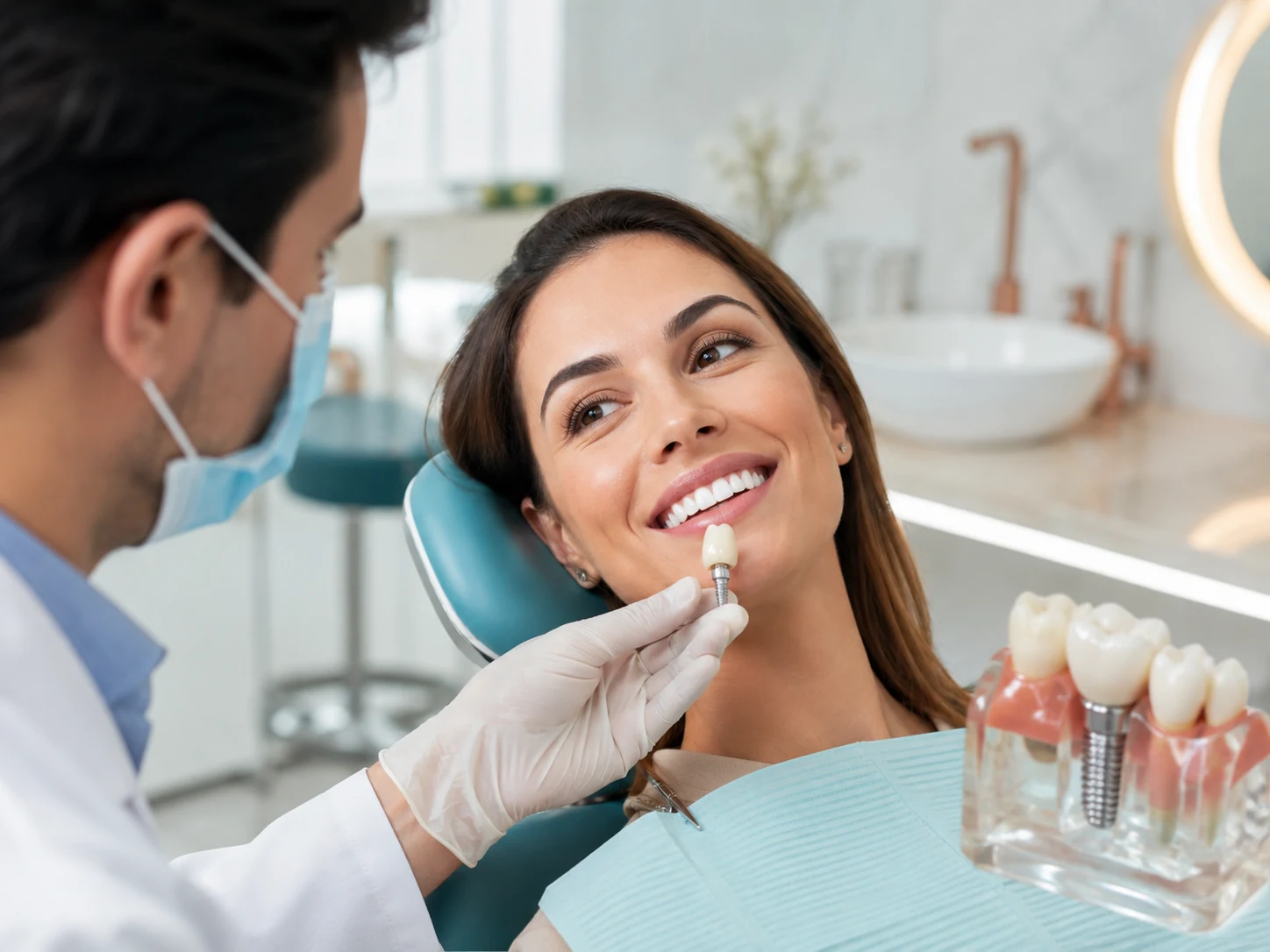 تاج فوق الزرعة في عيادة ديباميد لطب الأسنان بدبي